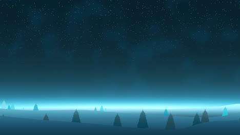 tranquil winter wonderland under a starry sky with aurora northern lights