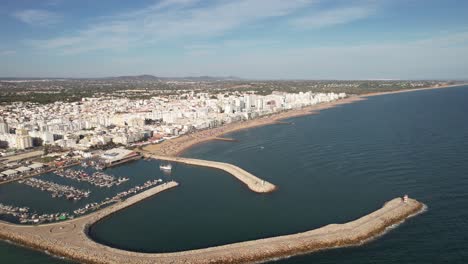 Quarteira-Town-in-the-Algarve,-a-Video-From-the-Sky