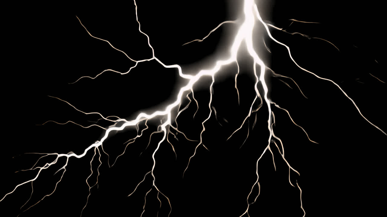 Abstract lightning bolt illustration animated overlay, transparent 4K video, alpha channel, ProRes