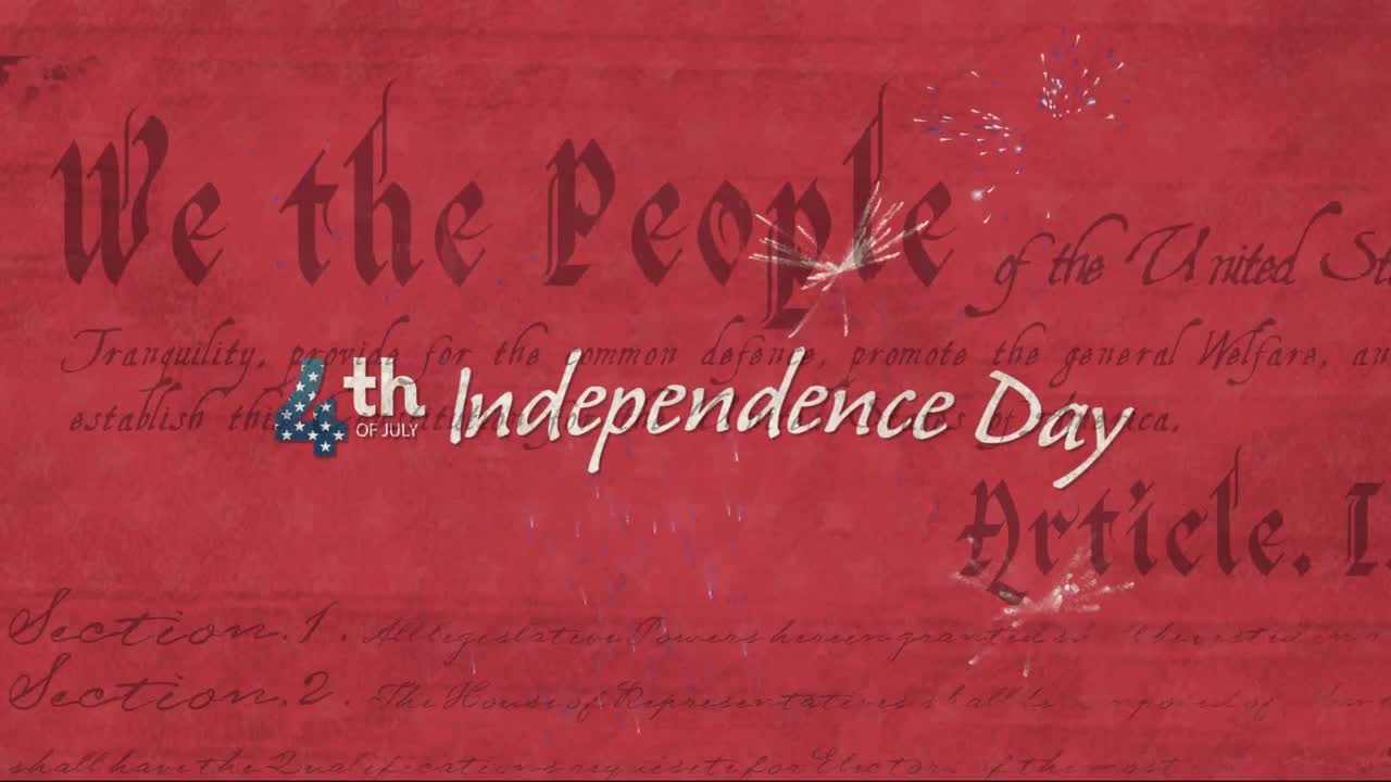 texto del día de la independencia y fuegos artificiales sobre la constitución de los estados unidos texto rodante