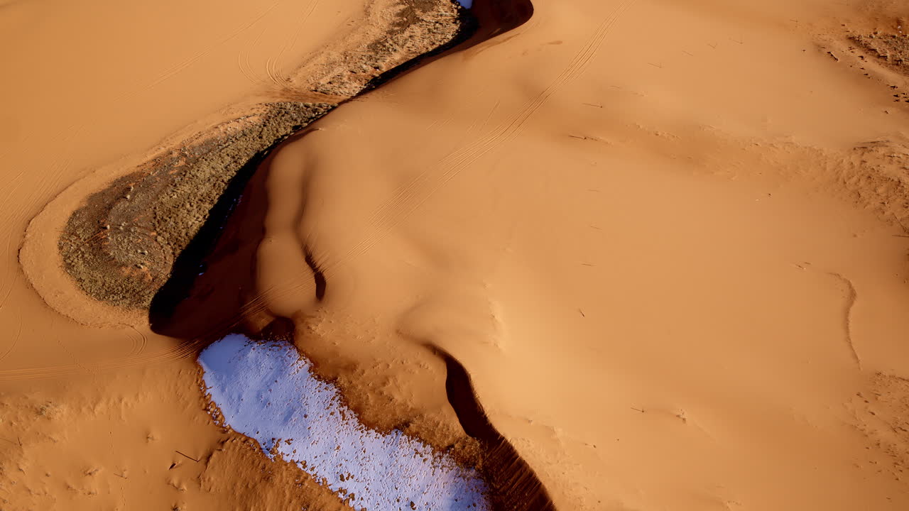 Top-down drone footage showcasing the hypnotic geometry of Southern Utah’s sandy landscape.