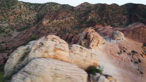 Aerial-drone-view-of-the-drone-rotating-over-Saint-George,-Utah