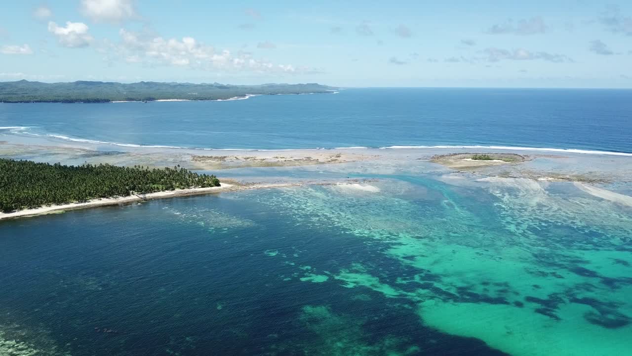 Aerial Drop Down Shot of Brgy. Sta. Fe Reef on Siargao Island