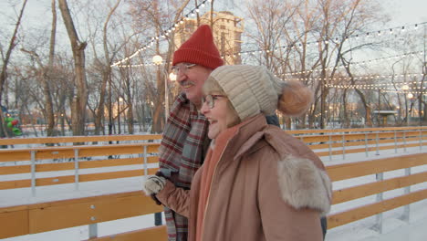 senior couple ice skating