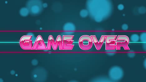 Animation-of-game-over-text-over-light-spots-on-blue-background