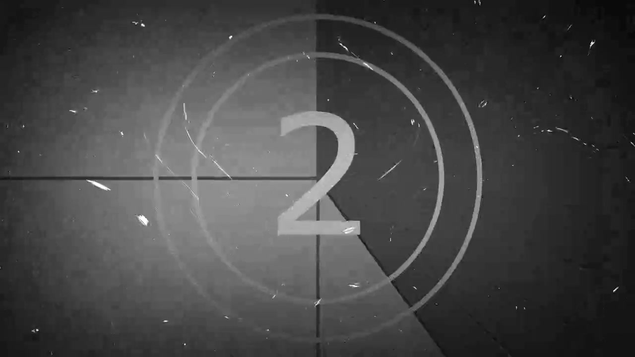 Vintage Film Countdown Leader with Grain and Scratches