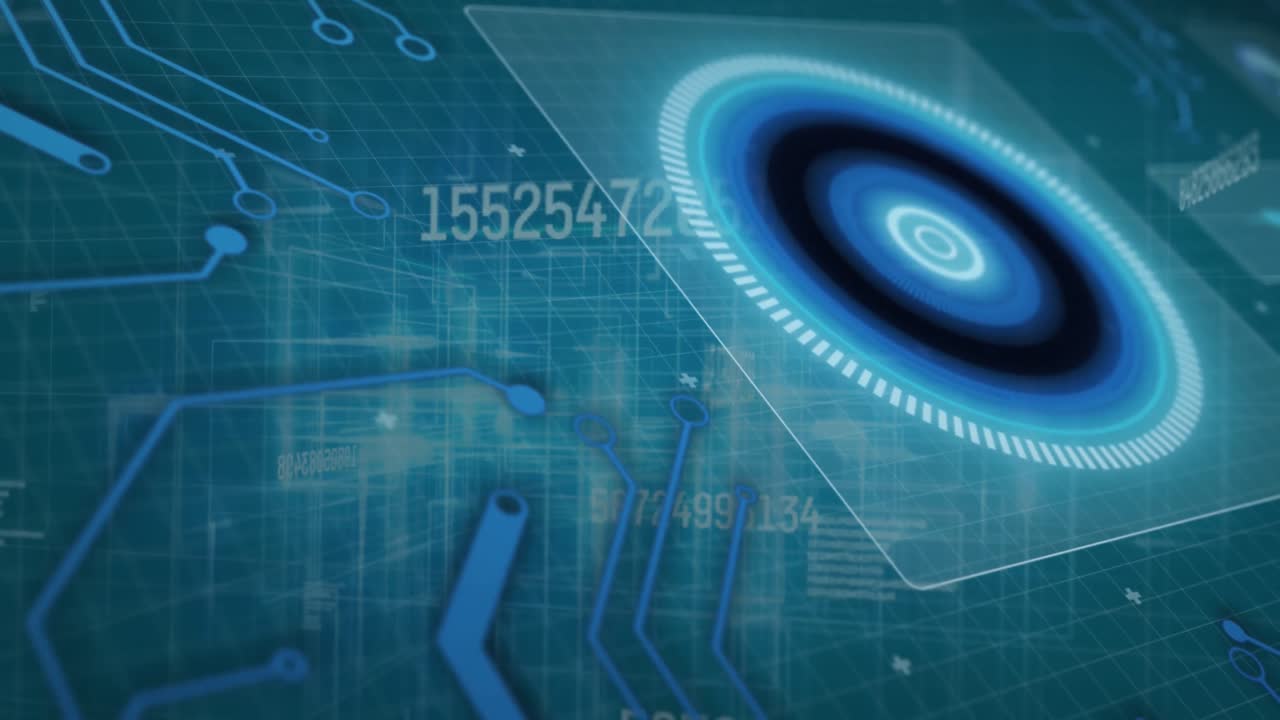 Animation of scope scanning, numbers changing and data processing