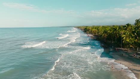 aerial view flying over the beach, colombia