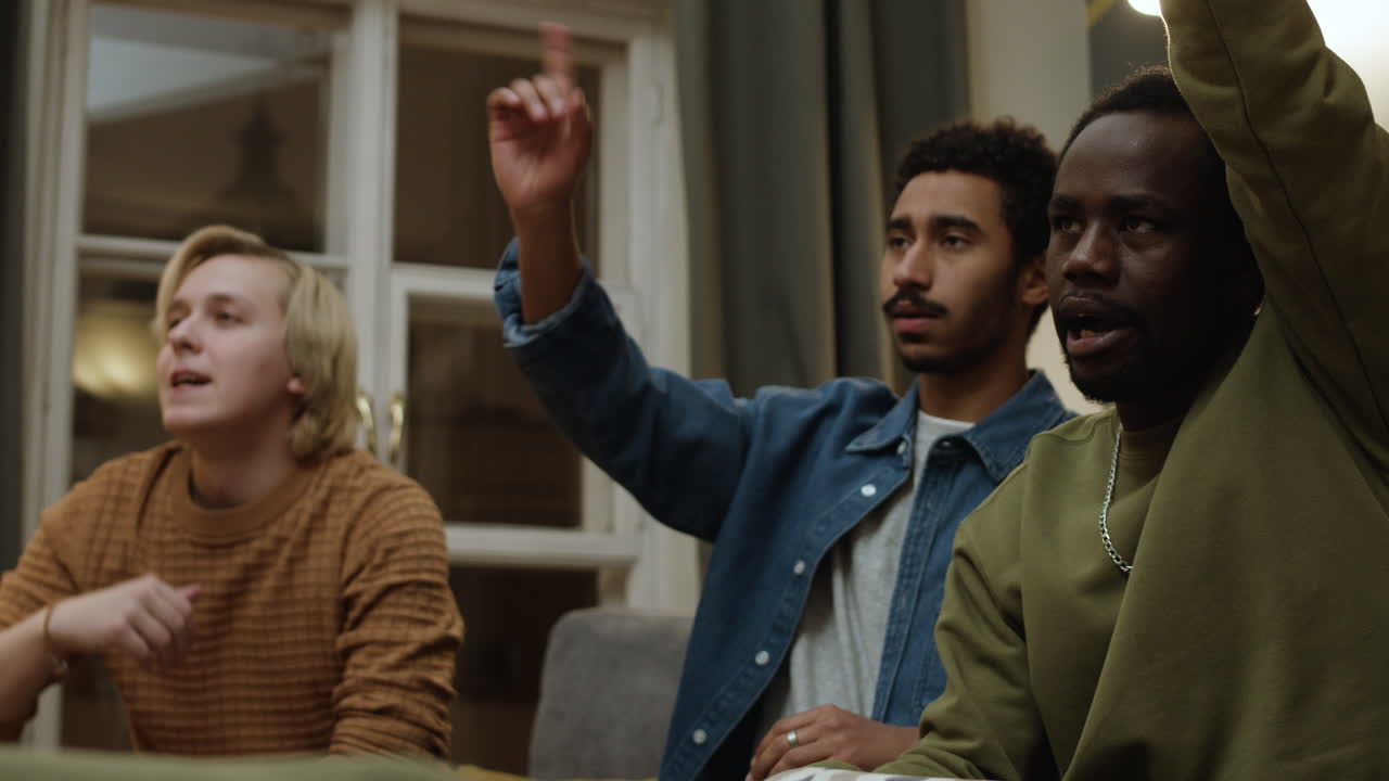 Meeting of male friends in an apartment