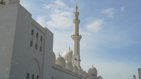 sunny day abu dhabi city most famous grand mosque side panorama 4k united arab emirates