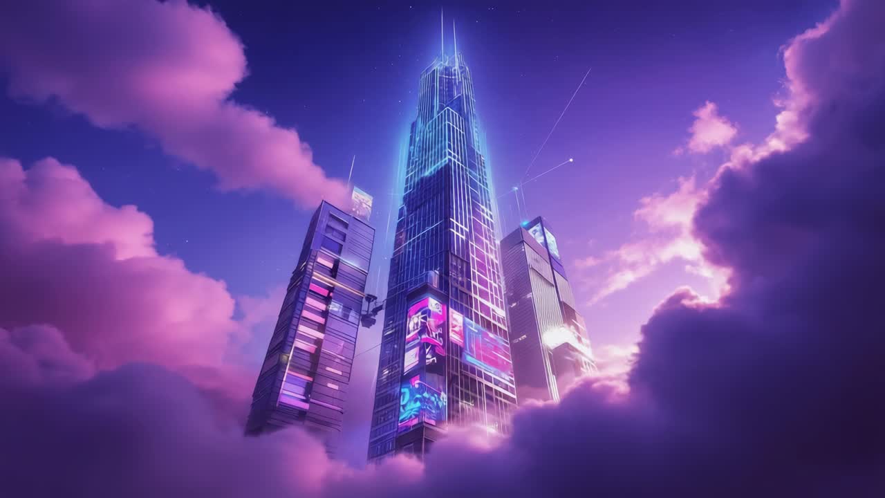 Futuristic Cityscape with Neon Skyscrapers