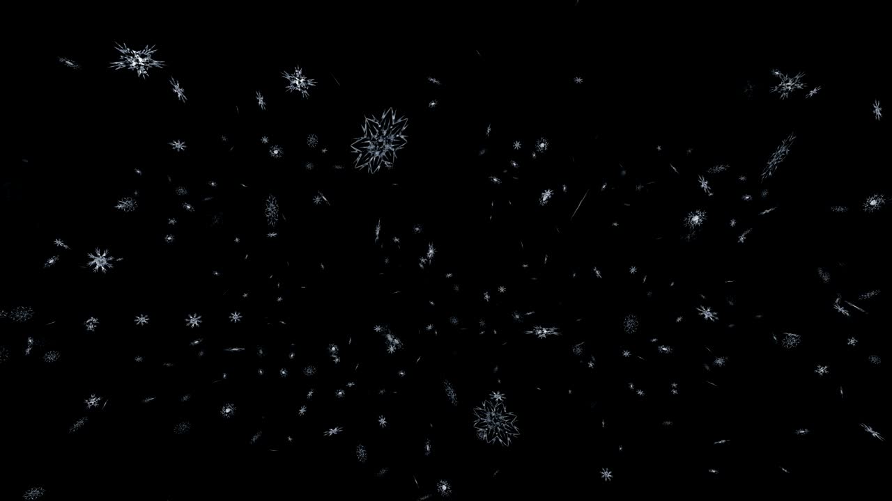Julesnøflak fallende snø ovenfra, vinterferie jul med stjerner sømløs loop på svart