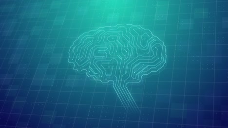 tecnología de fondo en bucle, cerebro digital con placa de circuito. inteligencia artificial ai, aprendizaje automático y concepto de tecnologías informáticas modernas. procesador electrónico, ciberespacio animación 3d