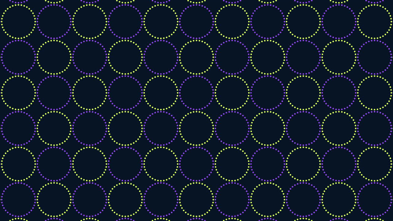 Seamless neon rainbow geometric rings pattern in rows