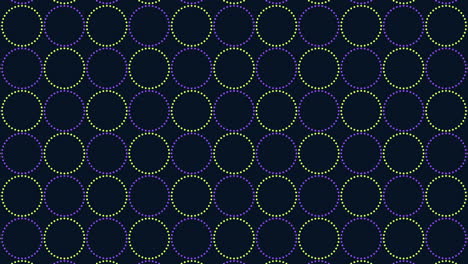 seamless neon rainbow geometric rings pattern in rows