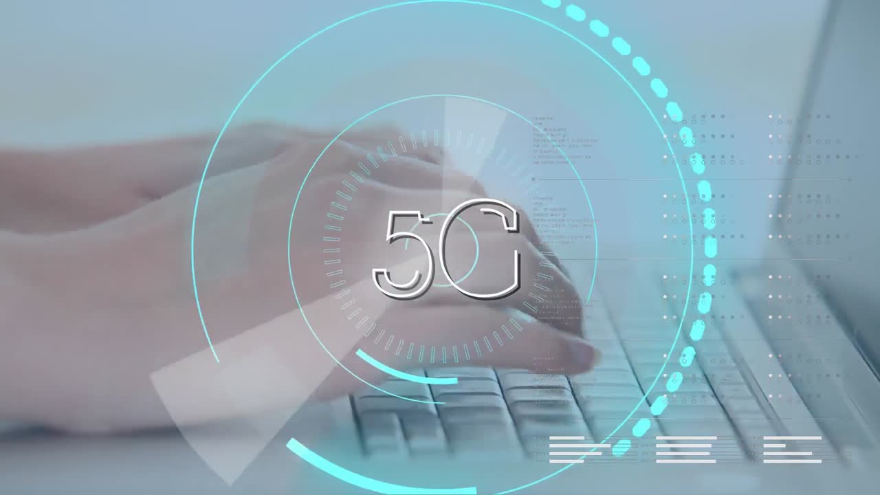 5G skrevet midt i futuristiske sirkler