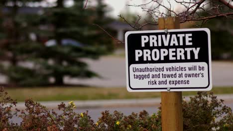 private property sign in the residential area