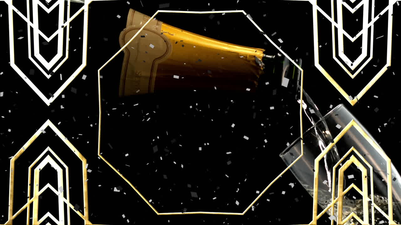 ⁇ 페인 병과 컵 위에서 변하는 금 디자인의 애니메이션