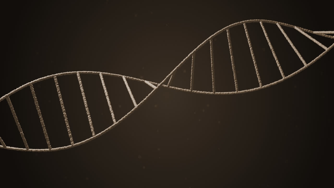 Animasi makro untaian DNA 3D biru berputar