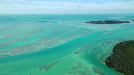 aerial view of florida keys with calm blue water in florida, usa