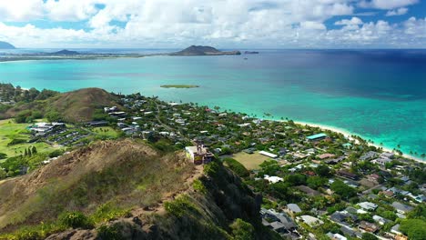 Vista-Aérea-Del-Pastillero-Inferior-En-Lanikai-En-El-Lado-Oeste-De-Oahu,-Hawaii