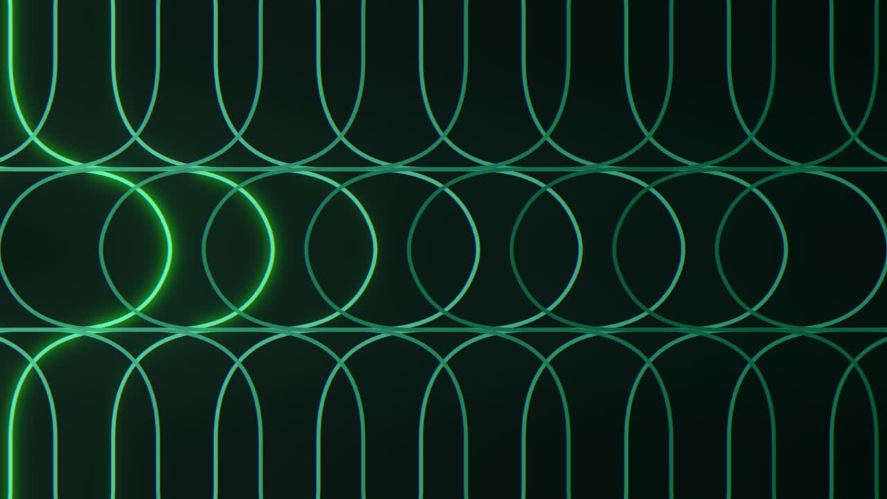 빛나는 녹색 대칭 원형 선 패턴