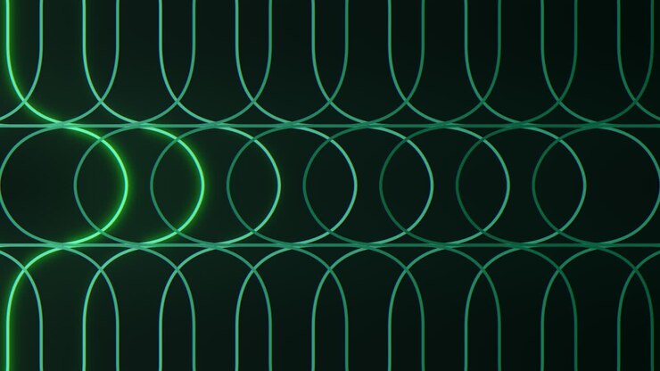 Padrão de linhas circulares simétricas em verde brilhante