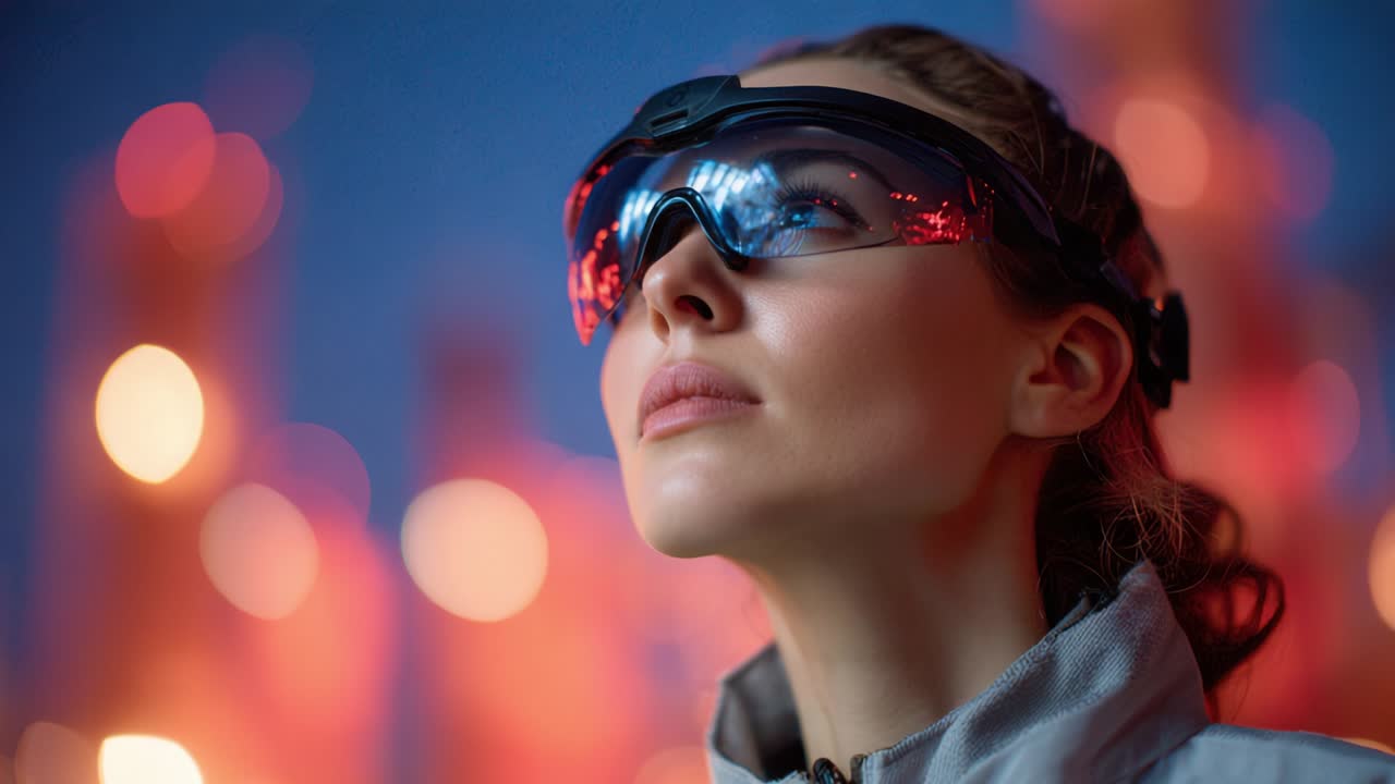 una mujer con gafas futuristas