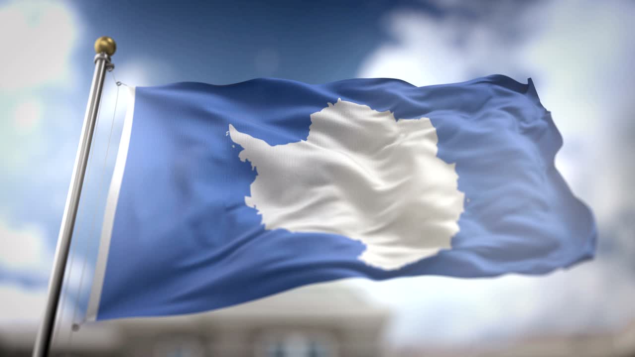 남극 발을 흔드는 느린 동작 3d 렌더링 파란 하늘 배경 - 원활한 루프 4k