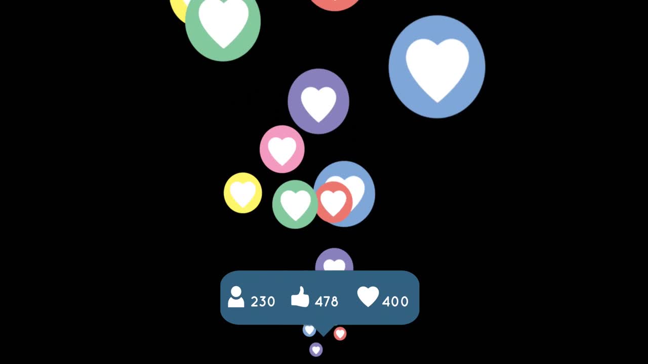 검은 바탕에 날아다니는 심장 아이콘 4k