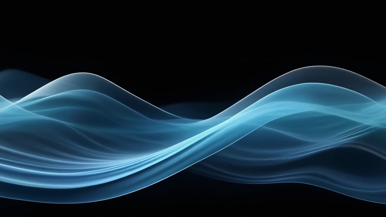 Ondas azules fluidas abstractas sobre fondo negro