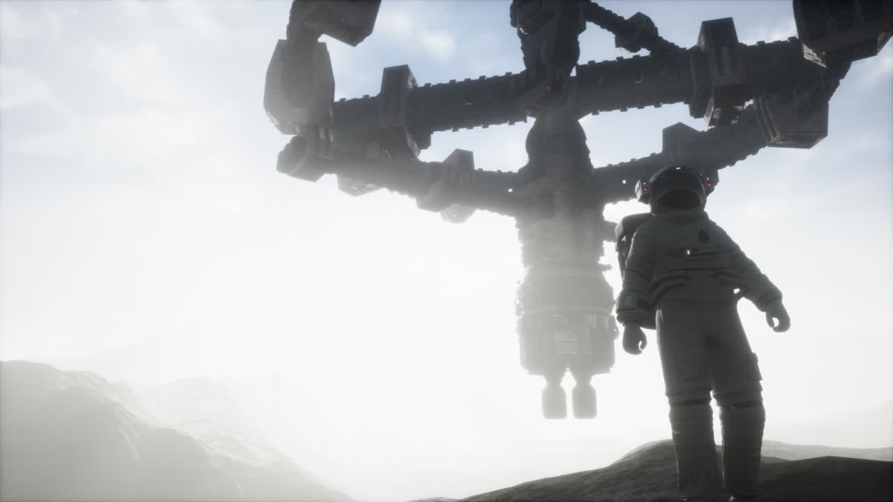 un astronauta caminando por el planeta marte.