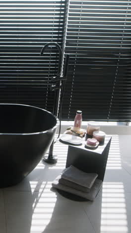 modern black bathtub bathroom