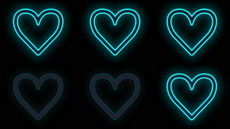 neon blue hearts pattern