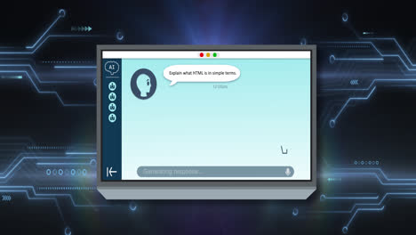 Animation-of-ai-text,-icons-and-data-processing-on-screen