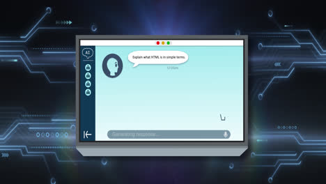 animación de todo el texto, los iconos y el procesamiento de datos en la pantalla