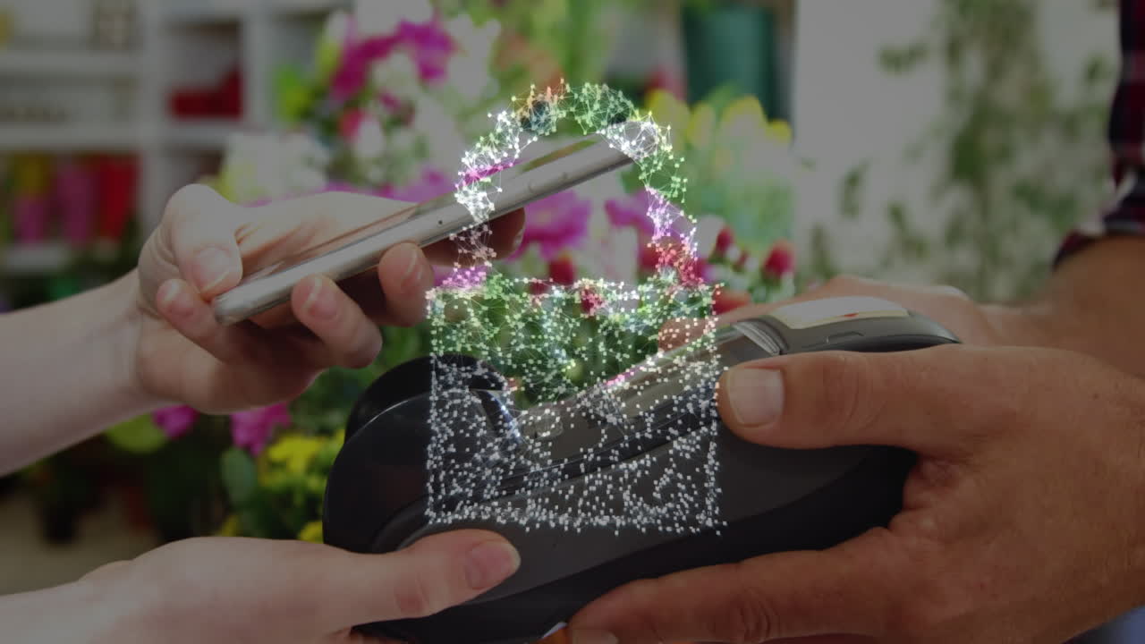 결제 터미널을 사용하는 사람들에 대한 네트워크 보안  ⁇ 락의 애니메이션