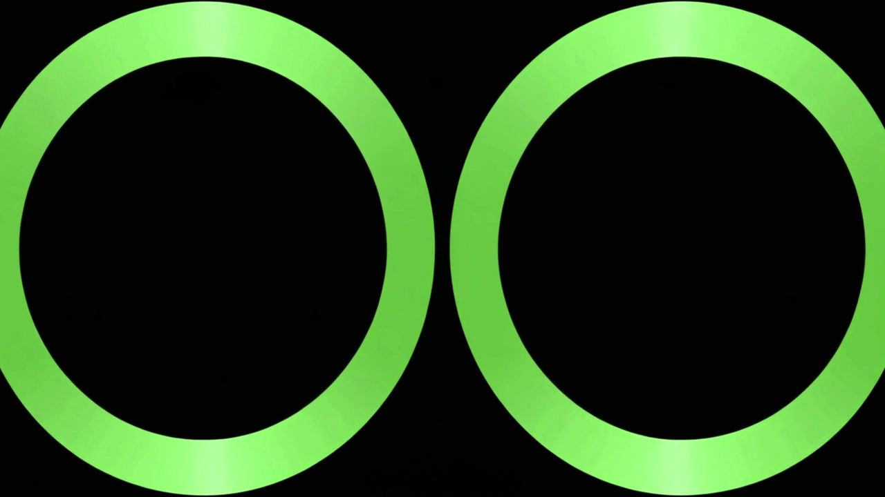 Animated Green Rings Expanding and Contracting on Black Background