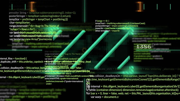 Animasi pemrosesan data keuangan di atas layar