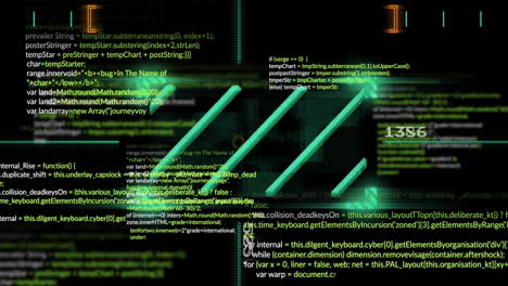 Animation of financial data processing over screen