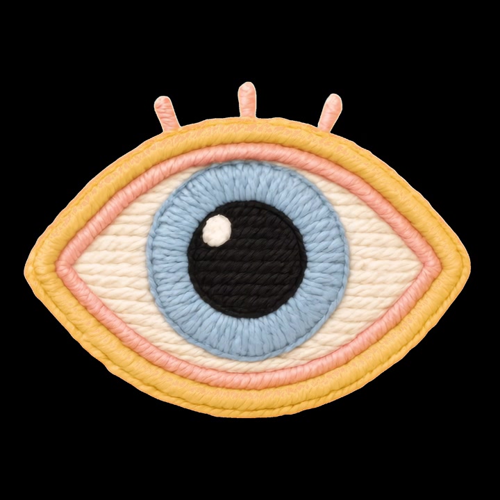 Animated Embroidered Eye Patch Blinking on Black Background