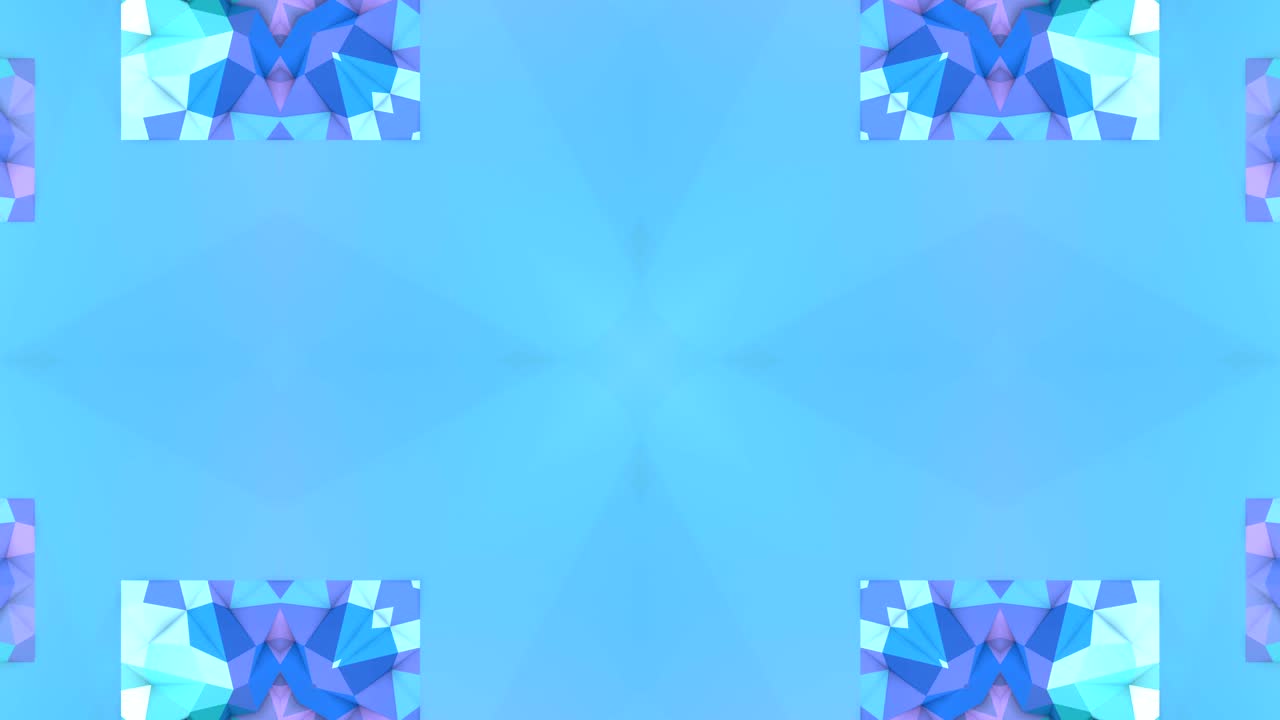 블루 로우 폴리 지오메트릭 추상적인 배경은 움직이는 스테인드 글래스 또는 4k의 칼레도스코프로, 루프 3d 애니메이션, 인기 있는 로우 폴리스 스타일의 원활한 영상입니다.