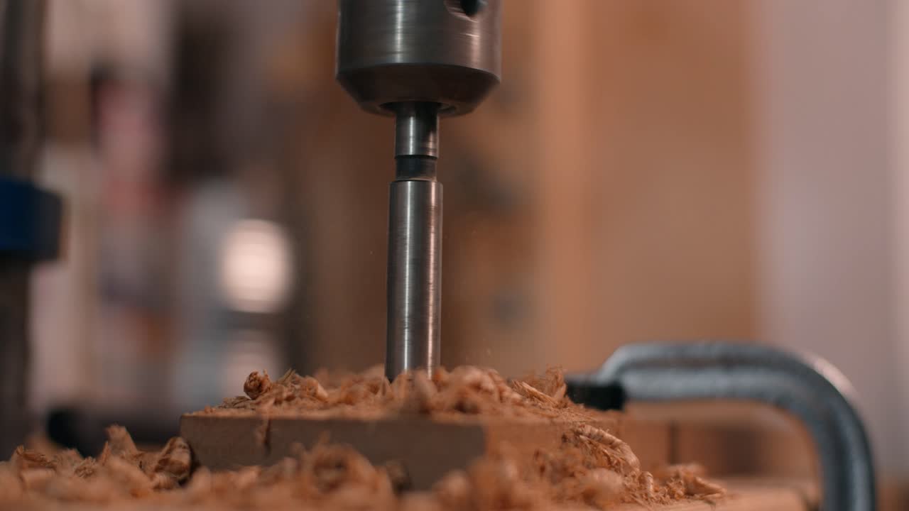 Drilling a Wood Block