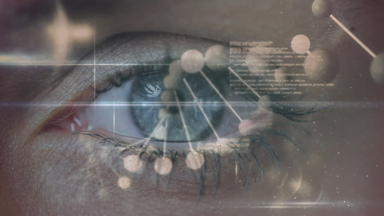 ojo abierto y cerrado con hélice de adn