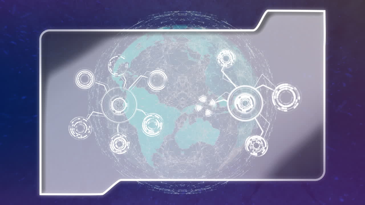 파란색 배경 위의 데이터 처리 애니메이션