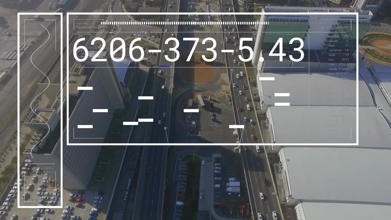 Animation of data processing over cityscape