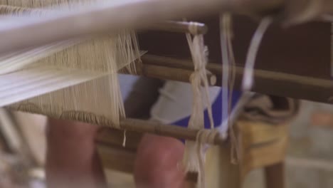 weaving silk cotton first quality in india close up of wooden mechanical machine