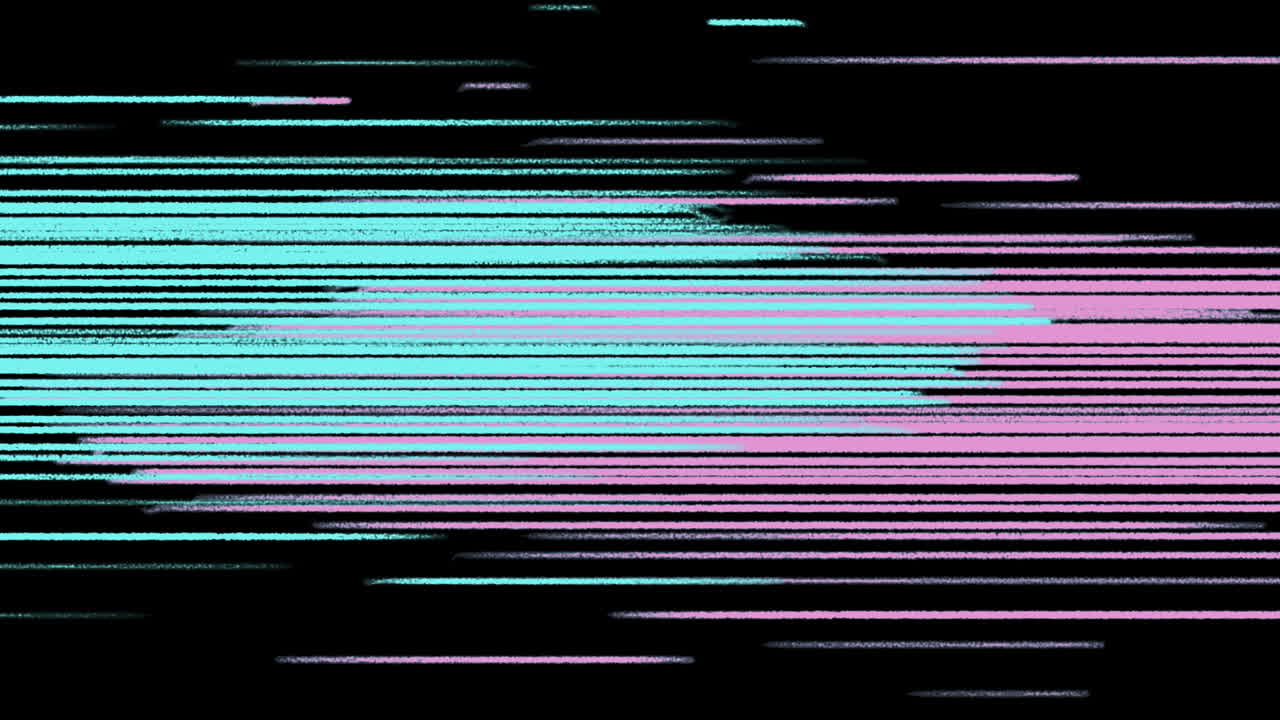 Linee Glitch Digitali Rosa e Blu in Movimento su Sfondo Nero