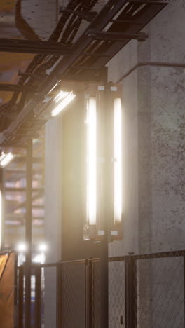 industrial futuristic corridor with fluorescent lights