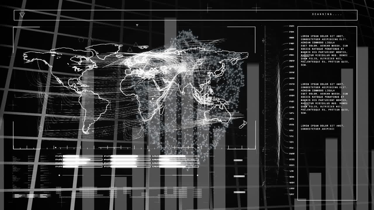 검은색 배경 위의 데이터 처리 애니메이션